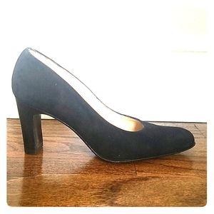 Italian suede leather block heels